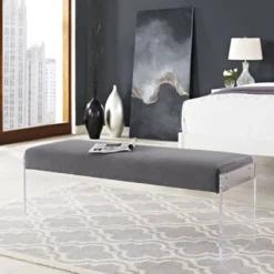Roam Velvet Bench Gray - Modway -DreamNest Store GUEST 98f1f7b2 ccc2 47f9 92d4 ef5a16174c85