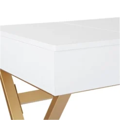 Juliette Vanity Desk Gold Legs With Top White - OSP Home Furnishings -DreamNest Store GUEST 99274e78 2d0d 4e5e b218 4e6bc6a830a5