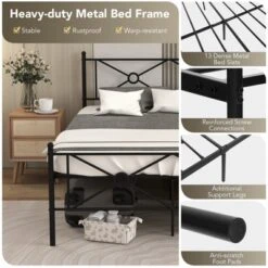 Costway Full/Queen Size Metal Platform Bed Frame W/ Headboard Mattress Foundation -DreamNest Store GUEST 99417146 6843 4ea3 a795 2819119e3c1f