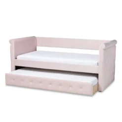 Amaya Velvet Daybed With Trundle - Baxton Studio -DreamNest Store GUEST 9996e93a 1a53 4542 b856 818b4ae11606