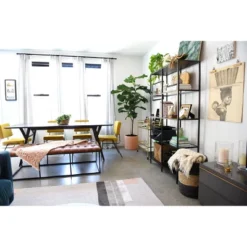 58" Draper Large Bench With Button Tufting Faux Leather Light Brown - HomePop -DreamNest Store GUEST 9a2cacca 759f 4845 8fe6 4c41be8c3a29