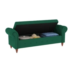 Cecily 63" Button-Tufted Large Storage Ottoman Upholstered Velvet Bench Features Rolled Arms, Window Seating, And Solid Wood Legs-Maison Boucle -DreamNest Store GUEST 9a5ac382 5371 4496 913f fb1583461173