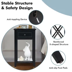 Costway 2 PCS Nightstand Sofa Side End Table W/ Drawer & Shelf Bedroom Black 14 Costway 2 PCS Nightstand Sofa Side End Table W/ Drawer & Shelf Bedroom Black -DreamNest Store GUEST 9a5b7cfa 9771 46da 97da d522d7b0a0b7