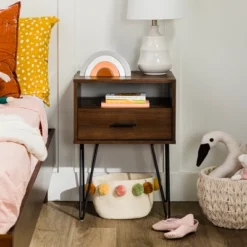 Amal Modern Single Drawer Hairpin Leg Nightstand - Saracina Home -DreamNest Store GUEST 9a5d15e2 9596 4902 a3f4 23ba6c98cb48