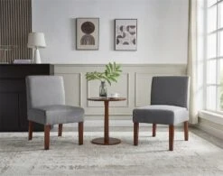 Carl Armless Fabric Upholstered Accent Chair Set Of 2 With Round Wood Side Table Slipper Chairs Sets-Maison Boucle -DreamNest Store GUEST 9a763095 c9ed 415c 9094 9c1c1a5604e8