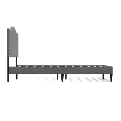 Glenwillow Home Kameli Upholstered Platform Bed Frame, Nailhead Trim Camelback, Mattress Foundation, No Box Spring Needed, Easy Assembly, Stone, Queen 3 Glenwillow Home Kameli Upholstered Platform Bed Frame, Nailhead Trim Camelback, Mattress Foundation, No Box Spring Needed, Easy Assembly, Stone, Queen - Image 3