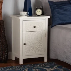 Lambert Wood 1 Drawer Nightstand White - Baxton Studio -DreamNest Store GUEST 9db03d69 cffc 42e6 b1ea f321a0abac9c