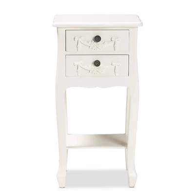 Eliya Wood 2 Drawer Nightstand White - Baxton Studio 3 Eliya Wood 2 Drawer Nightstand White - Baxton Studio - Image 3