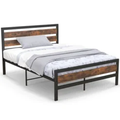Costway Full/Queen Industrial Metal Platform Bed Frame Rustic Headboard Mattress Foundation -DreamNest Store GUEST 9e895dd0 b54a 4526 a930 e7efe8713595