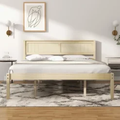 Costway Full/Queen/Twin Size Wooden Platform Bed Frame With Headboard Mattress Foundation Natural -DreamNest Store GUEST 9e8a979c 1b80 4c12 9714 7e66e363f673