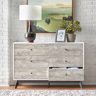 Crislana Mid-Century Modern 6 Drawer Dresser Gray/White - Buylateral 2 Crislana Mid-Century Modern 6 Drawer Dresser Gray/White - Buylateral - Image 2