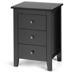 Costway Nightstand End Beside Sofa Table Cabinet W/ 3 Drawers Bedroom Furniture Black -DreamNest Store GUEST 9ef9c238 0c12 4304 b346 8d07d7ed1bca