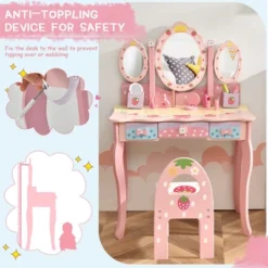 Costway Kids Vanity Princess Makeup Dressing Table Chair Set W/ Tri-fold Mirror Pink 14 Costway Kids Vanity Princess Makeup Dressing Table Chair Set W/ Tri-fold Mirror Pink -DreamNest Store GUEST 9efd3186 2092 4560 8fcd 5a46338e53b8
