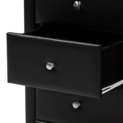 Tessa Faux Leather Upholstered 3 Drawer Nightstand Black - Baxton Studio -DreamNest Store GUEST 9f46601e 819f 478a a594 00251b269c59