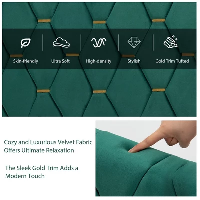 Costway Upholstered Platform Bed Frame Adjustable Headboard Footboard Modern Green 5 Costway Upholstered Platform Bed Frame Adjustable Headboard Footboard Modern Green - Image 5