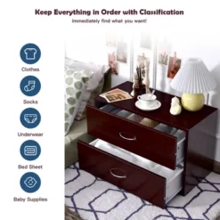Costway 2 PCS 2-Drawer Dresser Horiztonal Organizer Wood End Table Nightstand 11 Costway 2 PCS 2-Drawer Dresser Horiztonal Organizer Wood End Table Nightstand -DreamNest Store GUEST 9f5e8d34 4b8f 4706 ad34 5820fb14c61b