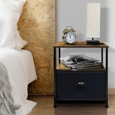 Sorbus Drawer Nightstand Shelf For Bedroom Brown 2 Sorbus Drawer Nightstand Shelf For Bedroom Brown - Image 2