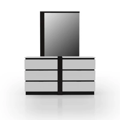Pape Contemporary 6 Drawer Dresser With Mirror White/Metallic Gray - MiBasics 4 Pape Contemporary 6 Drawer Dresser With Mirror White/Metallic Gray - MiBasics - Image 4