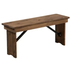 Emma And Oliver 40" X 12" Antique Rustic Solid Pine Folding Farm Bench - Portable Bench -DreamNest Store GUEST a0e2606b 11ab 47b0 88b7 a8a779f4c7c9