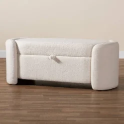 Oakes Boucle Upholstered Storage Bench Ivory - Baxton Studio -DreamNest Store GUEST a1549988 8a3d 4885 84eb 6d42eaa4521b