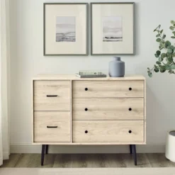 Ivora Lifted Mid-Century Modern Asymmetrical 5 Drawer Dresser - Saracina Home -DreamNest Store GUEST a177ed74 4537 4f4a b9db f2c581dbedf6