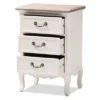 Capucine Two-Tone Natural Whitewashed Oak Finished Wood 3 Drawer Nightstand White - Baxton Studio