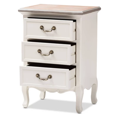 Capucine Two-Tone Natural Whitewashed Oak Finished Wood 3 Drawer Nightstand White - Baxton Studio 1 Capucine Two-Tone Natural Whitewashed Oak Finished Wood 3 Drawer Nightstand White - Baxton Studio