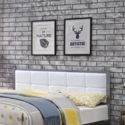 Queen Prunda Padded Headboard Platform Bed With Bench White/Silver - MiBasics -DreamNest Store GUEST a1bde183 39fe 47e2 bdd0 7d6cdf4a1ea4