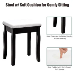 Costway Square Mirror Dressing Table Set Makeup Vanity For Bedroom, Living Room White/Black -DreamNest Store GUEST a1d06031 0096 4177 a9ab 5208e87ff1e6