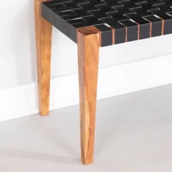 Balka Woven Leather Bench Matte Black - South Shore -DreamNest Store GUEST a21cd0c8 d0c2 4efe a3ca 9153469ccea4