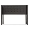 Queen Ginaro Modern And Contemporary Fabric Button Tufted Nail Head Winged Headboard Dark Gray - Baxton Studio
