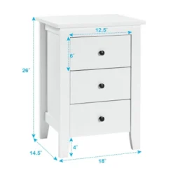 Nightstand End Beside Table Drawers Modern Storage Bedroom Furniture White