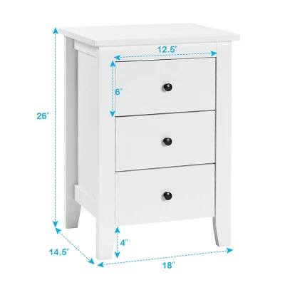 2PCS Nightstand End Beside Table Drawers Modern Storage Bedroom Furniture White 1 2PCS Nightstand End Beside Table Drawers Modern Storage Bedroom Furniture White