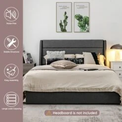 Costway Platform Bed Frame With 3 Storage Drawers Mattress Foundation Grey -DreamNest Store GUEST a2b42527 8d74 4adc 9d8f a6cc3e40450d