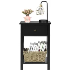 Costway Nightstand Chair Side End Table With Drawer & Shelf Bedroom Furniture White BrownBlack 19 Costway Nightstand Chair Side End Table With Drawer & Shelf Bedroom Furniture White BrownBlack -DreamNest Store GUEST a2ecbb9c 4351 4937 a221 85e73aa307fe