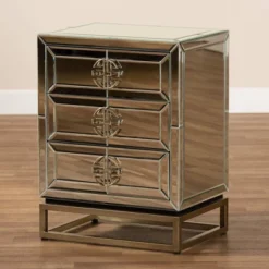 Laken 3 Drawers Mirrored Nightstand - Baxton Studio -DreamNest Store GUEST a346b6af 82b5 4ed3 a27c aa37334737cd