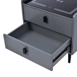 Modern Nightstand With Wireless Charging, USB Port And Adjustable LED Lights, End Table With 2 Drawers-ModernLuxe -DreamNest Store GUEST a3c56d0b fabe 4a26 9008 35c125999d2d