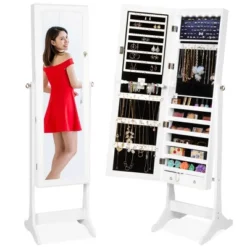 Best Choice Products 6-Tier Standing Mirror Lockable Storage Organizer Cabinet Armoire W/ LED Lights -DreamNest Store GUEST a53662f6 4fa4 45c3 8f56 c19a4ce03288