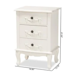 Callen Wood 3 Drawer Nightstand White - Baxton Studio -DreamNest Store GUEST a55a867e f815 4127 b334 e39c52c89424