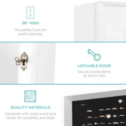 Best Choice Products 6-Tier Standing Mirror Lockable Storage Organizer Cabinet Armoire W/ Velvet Interior -DreamNest Store GUEST a56a10e8 1d24 4e4c 8c56 5cfb1232f4e4