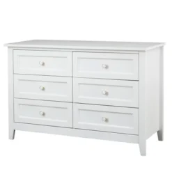 Solid Wood Painted 6 Drawer Dresser With Vintage Round Handles - ModernLuxe -DreamNest Store GUEST a631114b eac6 4ddf 8f30 eca22fe12c09