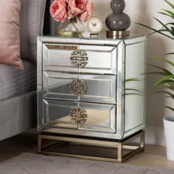 Laken 3 Drawers Mirrored Nightstand - Baxton Studio -DreamNest Store GUEST a67b1a61 e4f5 4c75 8419 656ab55223a6