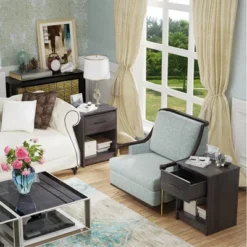 Costway Nightstand With Drawer Storage Shelf Wooden End Side Table Bedroom Brown / Black / Natural 19 Costway Nightstand With Drawer Storage Shelf Wooden End Side Table Bedroom Brown / Black / Natural -DreamNest Store GUEST a6d83785 c17c 4f18 ab50 3f44a6dd46f1