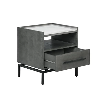 Ashton Marble Top Nightstand Table Gray - Finch 6 Ashton Marble Top Nightstand Table Gray - Finch - Image 6