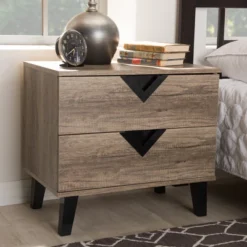 Swanson Modern And Contemporary Wood 2 - Drawer Nightstand - Light Brown - Baxton Studio -DreamNest Store GUEST a7d3ba75 8d92 42a5 8005 0b26c02513b2