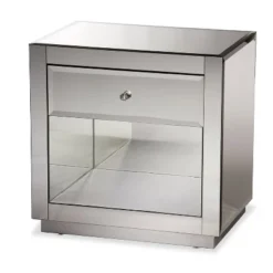 Rochadh Hollywood Glamour Style 1 Drawer And 1 Shelf Nightstand And Bedside Table Silver - Baxton Studio 5 Rochadh Hollywood Glamour Style 1 Drawer And 1 Shelf Nightstand And Bedside Table Silver - Baxton Studio -DreamNest Store GUEST a810fd35 7902 442c 9892 68c11a5564d0
