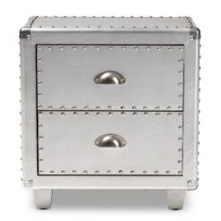2 Drawer Davet Metal Nightstand Silver - Baxton Studio -DreamNest Store GUEST a81f7709 7942 4983 994e 8bacb997e644