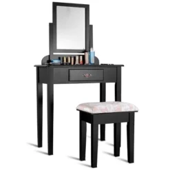 Costway Makeup Desk Vanity Dressing Table Square Stool 1 Large Black 11 Costway Makeup Desk Vanity Dressing Table Square Stool 1 Large Black -DreamNest Store GUEST a87c67e1 1212 456d 8994 1bda46f6337f