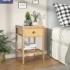 Costway 2PCS Bamboo Nightstand Natural Side End Table W/Drawer For Living Room Bedroom