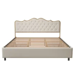 Classic Upholstered Platform Bed With Buckle Backrest, Metal Frame, Solid Wood Ribs And Four Storage Drawers -ModernLuxe 8 Classic Upholstered Platform Bed With Buckle Backrest, Metal Frame, Solid Wood Ribs And Four Storage Drawers -ModernLuxe -DreamNest Store GUEST a941b44a 954c 4133 a41d 1453c8d02276